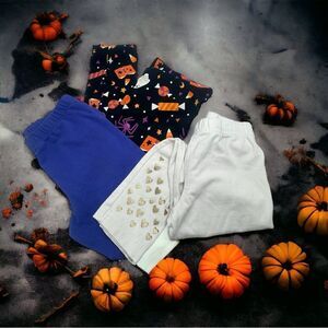 3 Pairs - 4T Girls Leggings l Fall l Halloween l Gold Star Accent l EUC